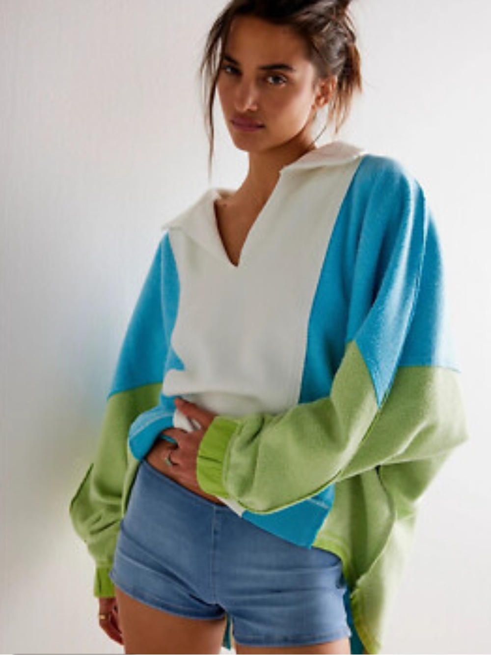 Free People Sidewalk Oversized Colorblock Med Sweatshirt. Cozy and Soft.  NWOT